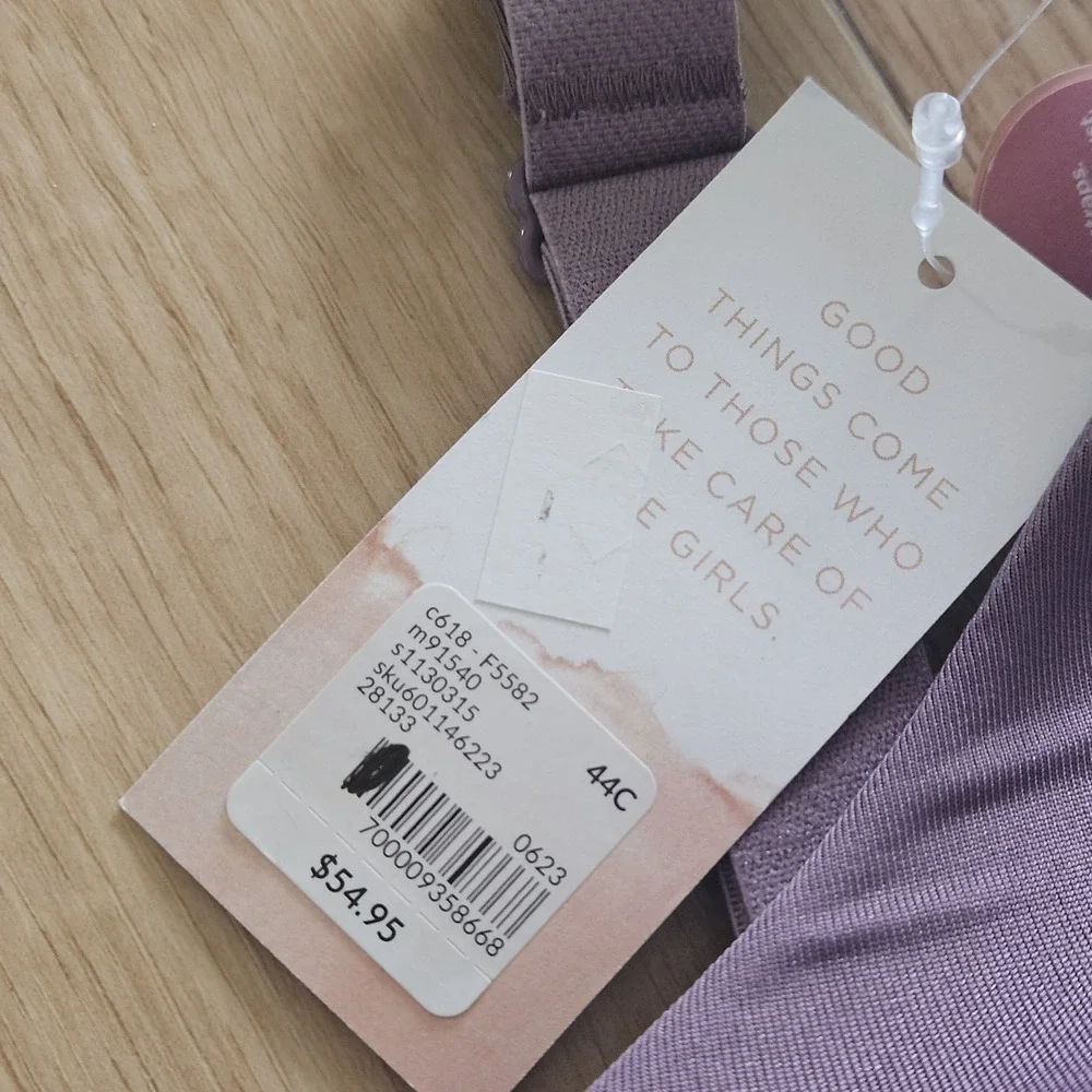 Cacique Lightly Lined Full Coverage No Wire Nursing Bra 44C Purple Mesh Cutout